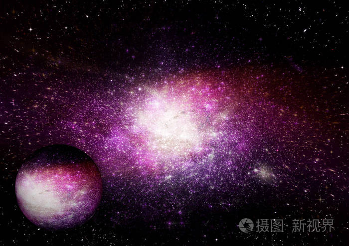 星星,在一个遥远的星系中的尘埃和气体星云.
