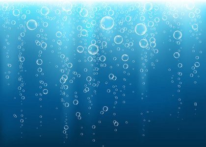 海水中的气泡, 水族馆.汽酒.具有阳光照射的海底矢量纹理照片