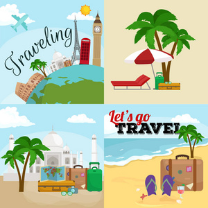 旅游概念矢量插图 旅游和度假旅行计划