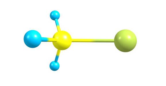 溴甲烷分子结构上白色孤立照片