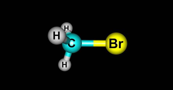 溴甲烷溴甲烷分子结构上黑色孤立照片
