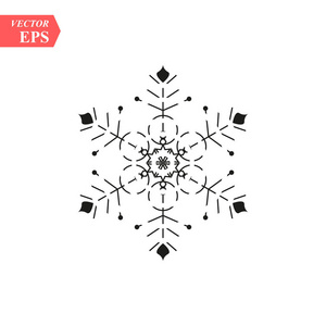 雪花图标。圣诞节和冬季主题。白色背景上的简单平面黑色插图。eps10