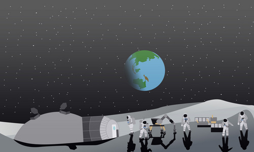 月球空间站矢量图照片