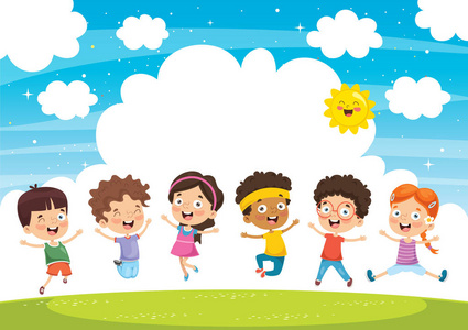 儿童玩耍插画图片