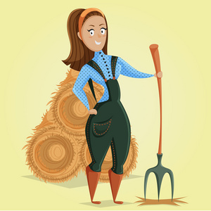 卡通人物卡通农民或乡下人一些农民的卡通场景卡通插图一个快乐的农民