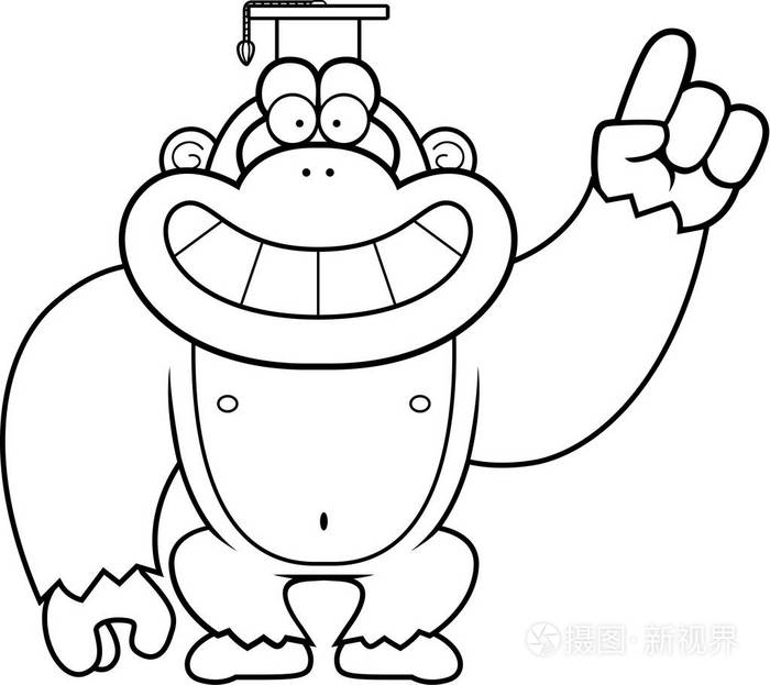 卡通大猩猩教授插画-正版商用图片0qtqk6-摄图新视界