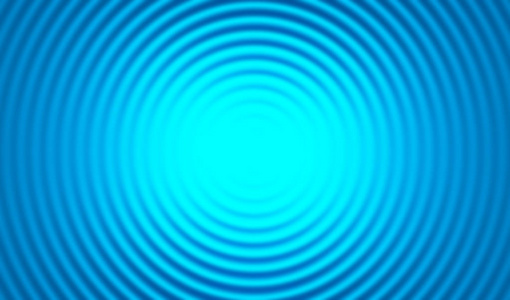 水波纹。数字数据和网络圈形状的技术概念在蓝色背景, 3d 幻觉抽象例证