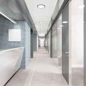 现代化的办公大楼 3d 可视化的走廊