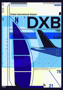 机场起飞和抵达标志迪拜股票矢量插图