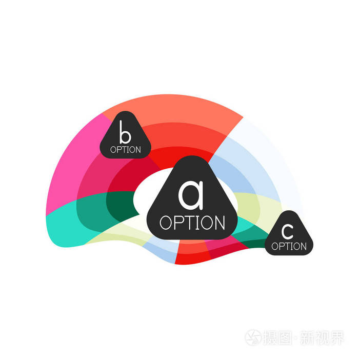 抽象多彩的几何选项图表设计模板与 abc 选项示例。商务演示或信息横幅的抽象背景