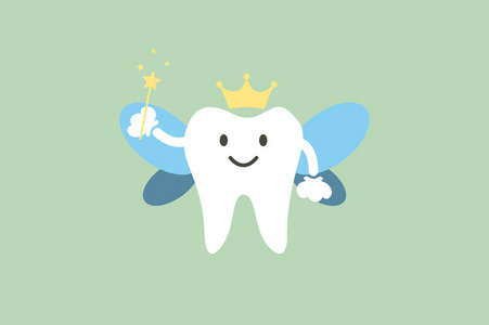 可爱健康洁白的牙齿是牙仙子图片