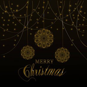 圣诞快乐金色闪闪发光的字体设计。矢量插图。贺卡海报的元素