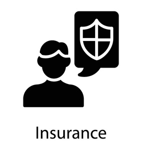 人类头像与盾牌指示保险图标图片