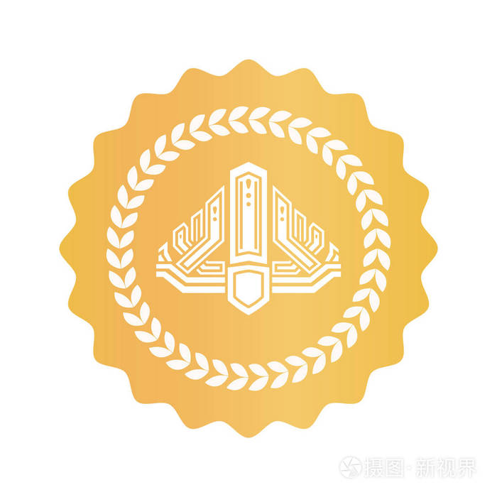 冠在桂冠在金黄皇家封印的月桂树花圈插画 正版商用图片0quk4d 摄图新视界