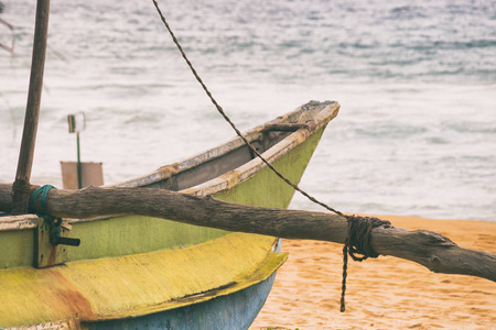 斯里兰卡海滩的小船形象