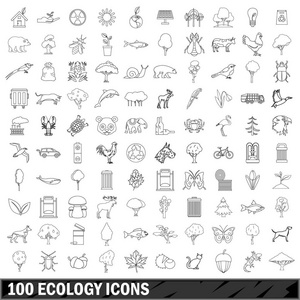 100 生态图标集，大纲样式