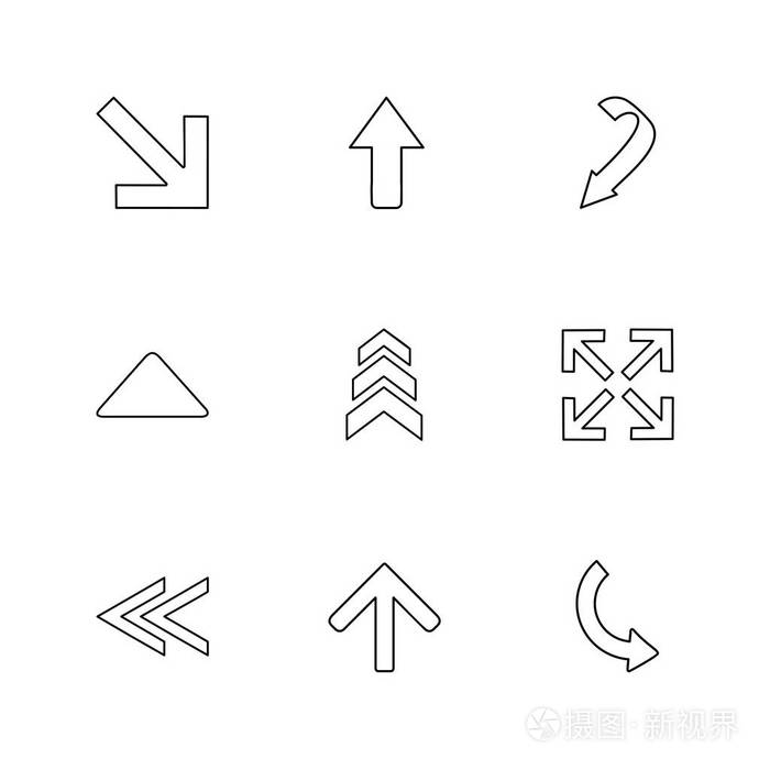 箭头方向指针创意图标集, 矢量设计平面收藏插画-正版商用图片0quoyq-