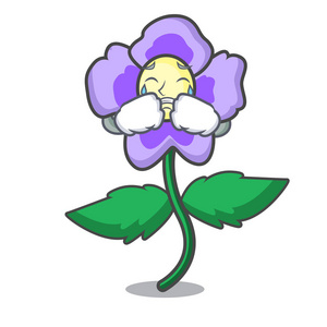 哭泣的娘娘腔花吉祥物卡通矢量插画照片