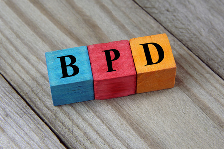 Bpd 边缘型人格障碍 首字母缩略词在木制的背景