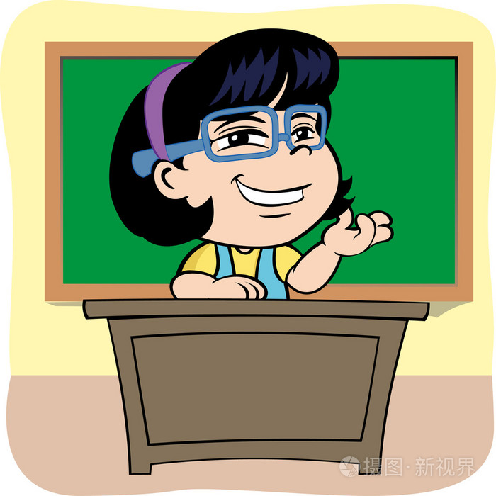 插画 插图是坐在桌前在学校上课的人老师.理想的教育材料和体制.eps