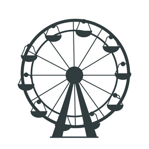 摩天轮黑色剪影与许多驾驶室照片