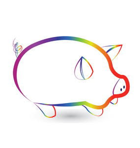 彩虹猪轮廓矢量图标