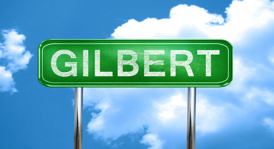 吉尔伯特老式绿色路标与凸显