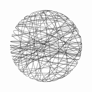 数字球面网络连接线技术概念在白色背景下隔离, 3d 抽象形状插图