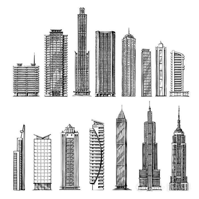 下载小样发票合同问题/举报建筑摩天大楼摩天手绘图草图矢量市建筑区