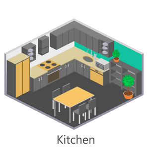 等距室内现代厨房
