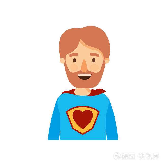 五颜六色的漫画半身超级英雄父亲的胡子