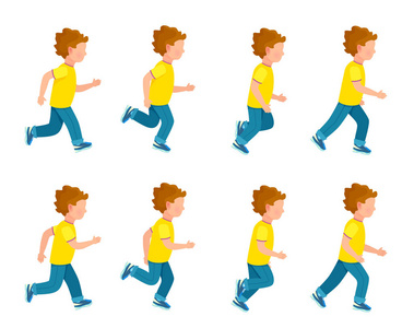 运行男孩动画雪碧组.8 帧循环照片