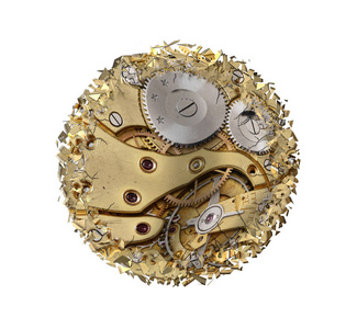 扭曲或破碎的发条机制照片