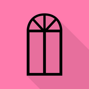 窗口的简单登录。与平面样式阴影路径在粉红色的背景上的黑色图标