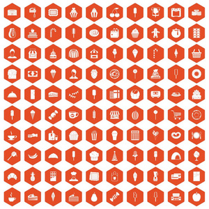 100甜点图标六角橙