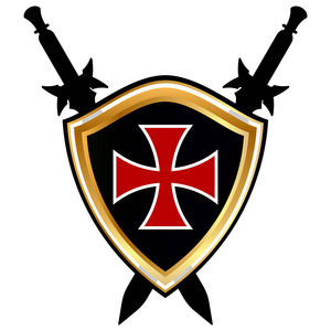 十字军盾牌圣殿骑士盾牌矢量图标照片
