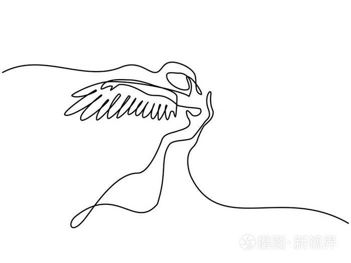 抽象的带翅膀的天使女人的画像插画 正版商用图片0qvfaf 摄图新视界