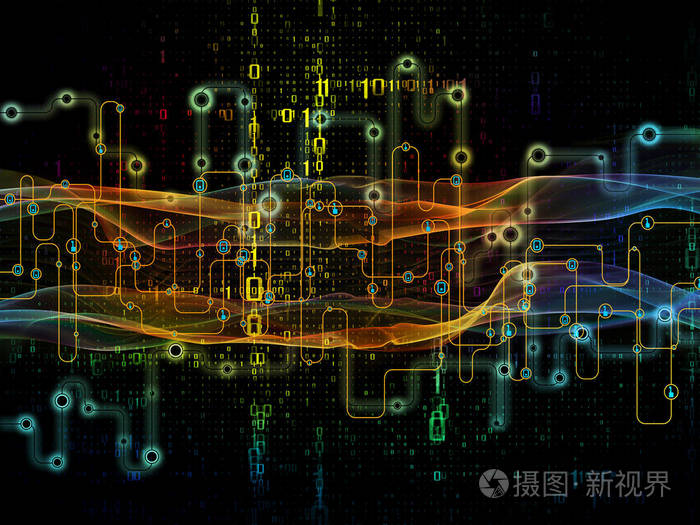 高科技符号和分形图案在现代的科技, 教育与计算机通讯的主题