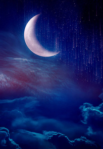 宁静的自然背景.用我的相机拍摄的月亮照片