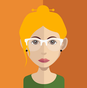 女性头像与发型和眼镜, 矢量插图