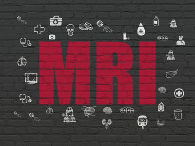 健康概念 mri 检查在背景墙上