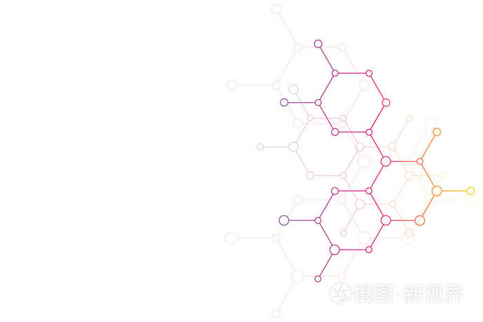 抽象分子结构和化学元素 医疗 科技理念 矢量几何背景从六边形插画 正版商用图片0qvzcg 摄图新视界