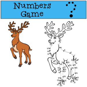 数字游戏与轮廓。小可爱的鹿