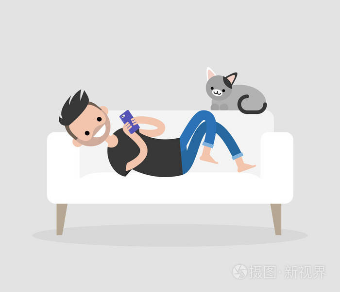 平面可编辑矢量插图, 剪贴画.现代生活方式.通信技术