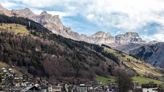 冬天在瑞士铁力士山模糊的看法