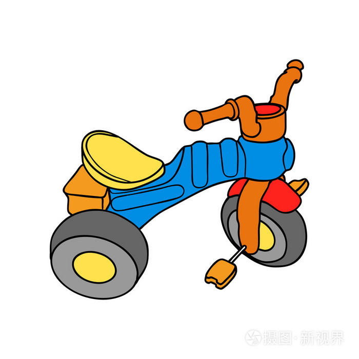 多彩儿童三轮车插画-正版商用图片0qw506-摄图新视界