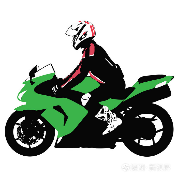 骑摩托车骑自行车旅行-颜色与剪影插画-正版商用图片0qw8fp-摄图新