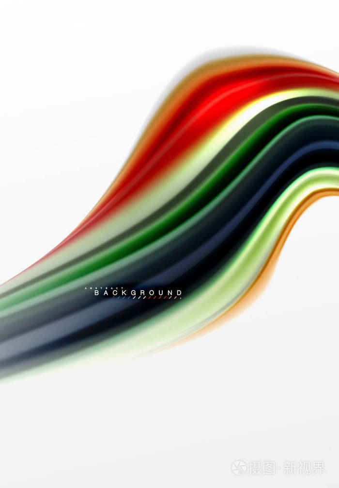 液体液体混合颜色概念在浅灰色背景, 曲线流动, 时髦抽象布局模板为