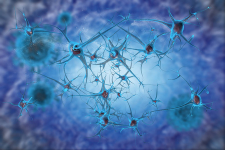 神经元细胞在科学背景下的大脑