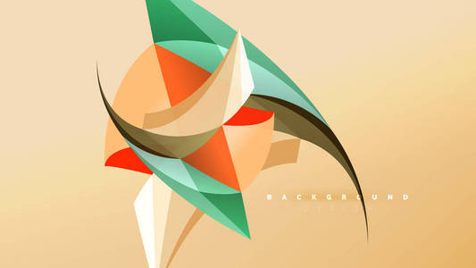 抽象背景--几何折纸风格的造型构图, 三角形低聚设计理念.